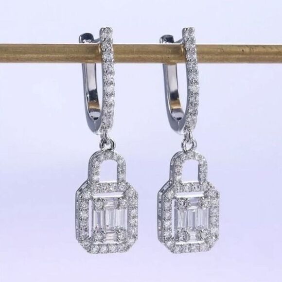 The Gatsby Earring drop in silver & zirconium drop earrings - Picture 5 of 6